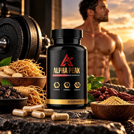 Alpha Peak Flasche mit Kapseln