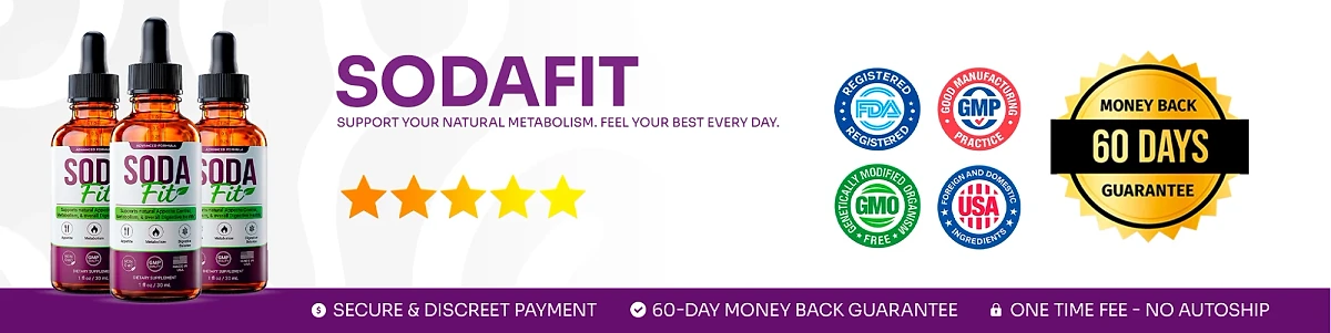 SodaFit 60-day money-back guarantee and quality badges