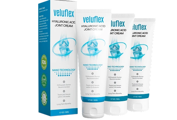 Drei Veluflex Tuben mit Verpackung